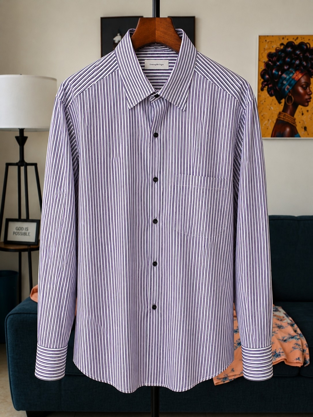 Ermenegildo Zegna Purple Stripe Luxury Dress Shirt XXL Made In Italy
